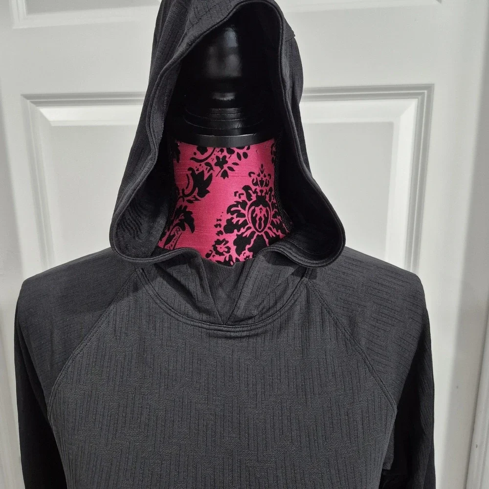 Lululemon Hoodie Top Womens Medium Black Rest‎ Less Seamless Running Training